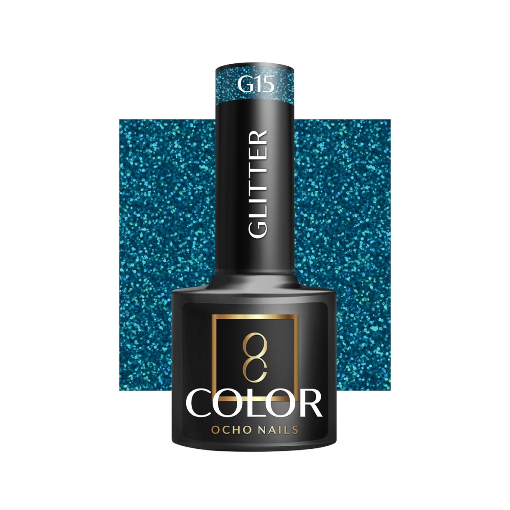 OCHO NAILS Hybrid nagellak glitter G15 - 5 g — vooraanzicht