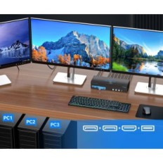 Switch KVM AilVlvng 3 PC 3 monitores 2x DisplayPort + HDMI 8K60Hz 4K144Hz USB 3.0