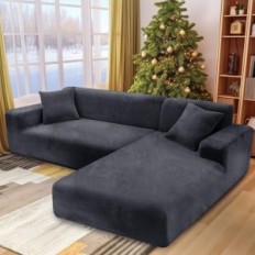Sofaabdeckung mit einem Kissenbezug eines dicken samt flexiblen grau 1/2/3 / 4-person.