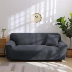 Sofa dækning med en pudebetræk af en tyk fløjl fleksibel grå 1/2/3 / 4-person.
