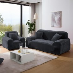 Sofaabdeckung mit einem Kissenbezug eines dicken samt flexiblen grau 1/2/3 / 4-person.