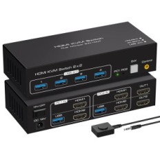 Neúplný Switch KVM HDMI 2xpc 2xmonitor 4K60Hz USB 3.0 Dvojitá obrazovka