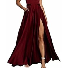 Vestido de mujer Ecdahicc Satynyne Cocktle de la noche con los Pocks V / Hi-cuello Tamaño S