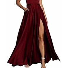 Vestido de mujer Ecdahicc Satynyne Cocktle de la noche con los Pocks V / Hi-cuello Tamaño S