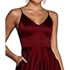 Vestido de mujer Ecdahicc Satynyne Cocktle de la noche con los Pocks V / Hi-cuello Tamaño S