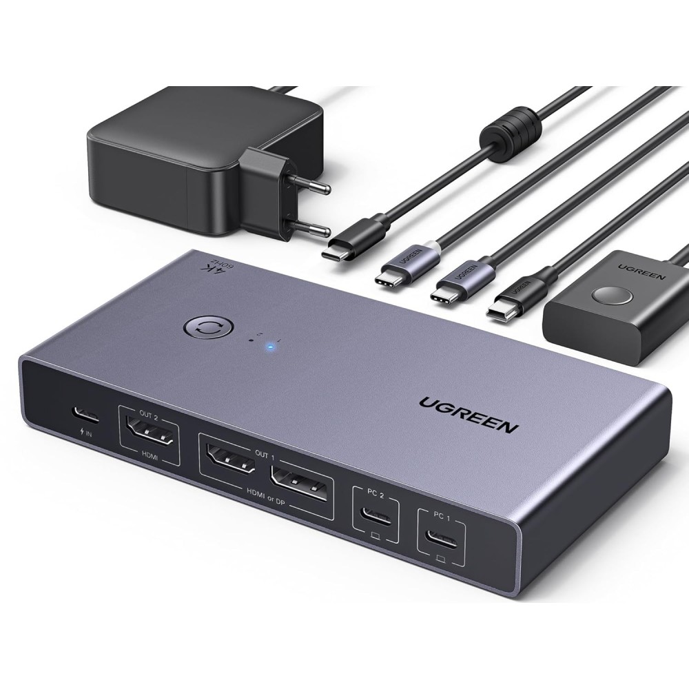 Koristi / nepotpuni USB-C KVM Ugreen cm732 2xpc 2xonitory prekidač