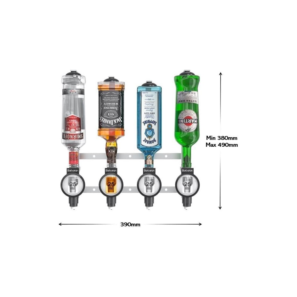 Används / skadad alkoholdispenser för 4-flaskor. Optikstång