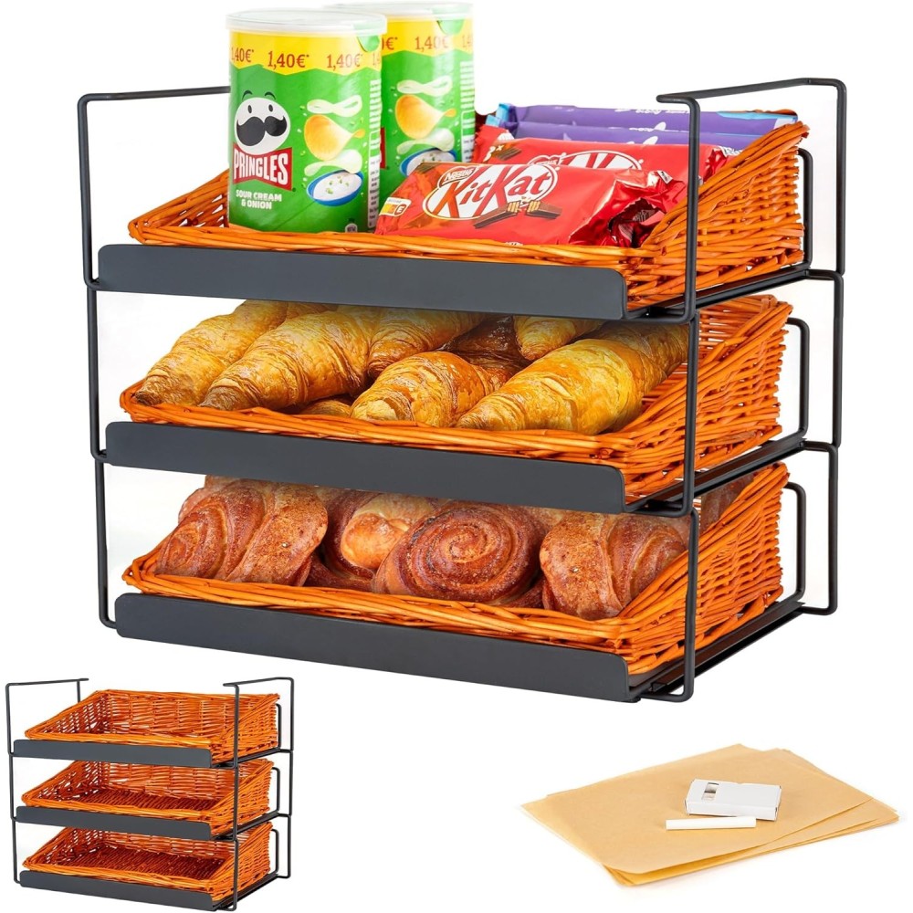 Wicker Basket for Bread Fruit and Vegetables for Kitchen 3-Horizontal Odoxia