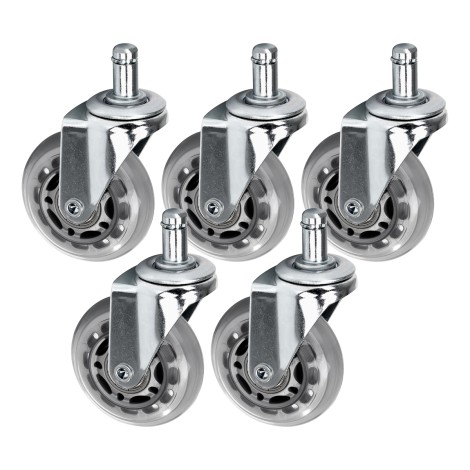 Set de 5 roulettes argentées à pression Roll Speed pour tabouret — ensemble présenté