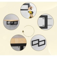 Support mural pour étagères et lavabos Mordx 40B-4P noir en métal noir 40 cm 4 pcs.