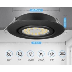 LED LED LED 6W 230V Cloksh C006 Musta lämmin 3000K 12 kpl.