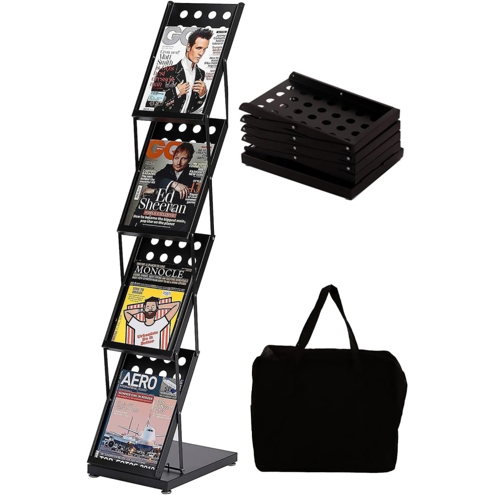 Stand pour catalogues pliants Wetiung 4 poches avec sac noir