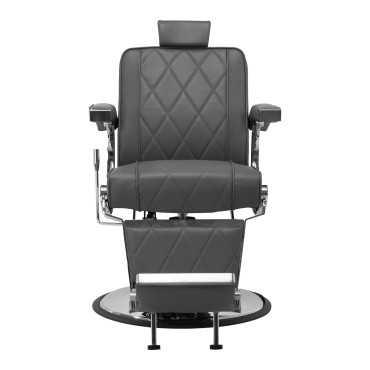 Barberski stol Hair System BM88066 siv — sprednji pogled