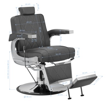 Poltrona da Barbiere Hair System BM88066 grigia — vista laterale