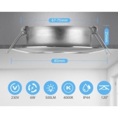 Rotační LED světlomety 12 ks. 6W IP44 pro koupelnu 3-stupňů tepla bílá 3000k