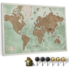 World Map Canvascale på lærred med en tysk kork dekoration 70x50cm mønster 18