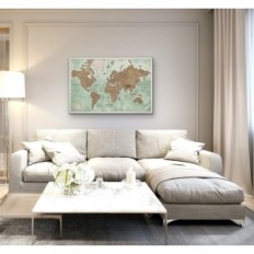 Carte du monde Canvascale sur toile avec une décoration allemande de décoration de liège 70x50CM modèle 18