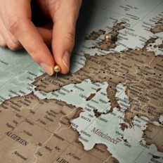 World Map Canvascale på lærred med en tysk kork dekoration 70x50cm mønster 18