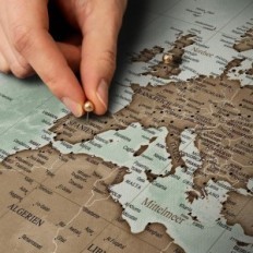 World Map Canvascale på lærred med en tysk kork dekoration 70x50cm mønster 18