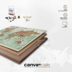 Mapa świata CANVASCALE na płótnie z korkiem niemiecka dekoracja 70x50cm wzór 18