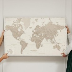 World map on canvas with a German cork decoration 70x50 cm pattern 9