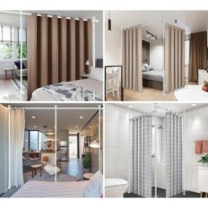 Cortina de compartimiento de la habitación en la varilla de distribución 280x317 cm Exposición