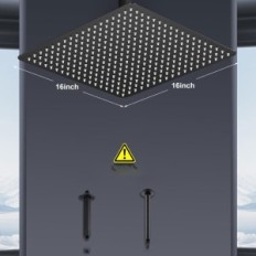 UŻYWANE Deszczownica sufitowa 40cm KINLIV czarna stal 304 kwadratowa