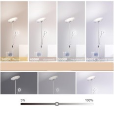 UŻYWANE Lampa stojąca LED 35W Modlicht MF18805 4200LM srebrna z lampką
