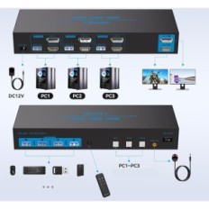 Usato Kvm Switch USB 3.0 HDMI + DisplayPort 3 PC 4 USB CmStedCD VP-SW331