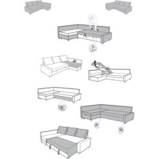 Cover voor hoek friheth hometn markt sofa grijze polyester