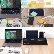 Brukt Varhomax Glass desk bord med svart arrangør