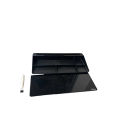 Brukt Varhomax Glass desk bord med svart arrangør