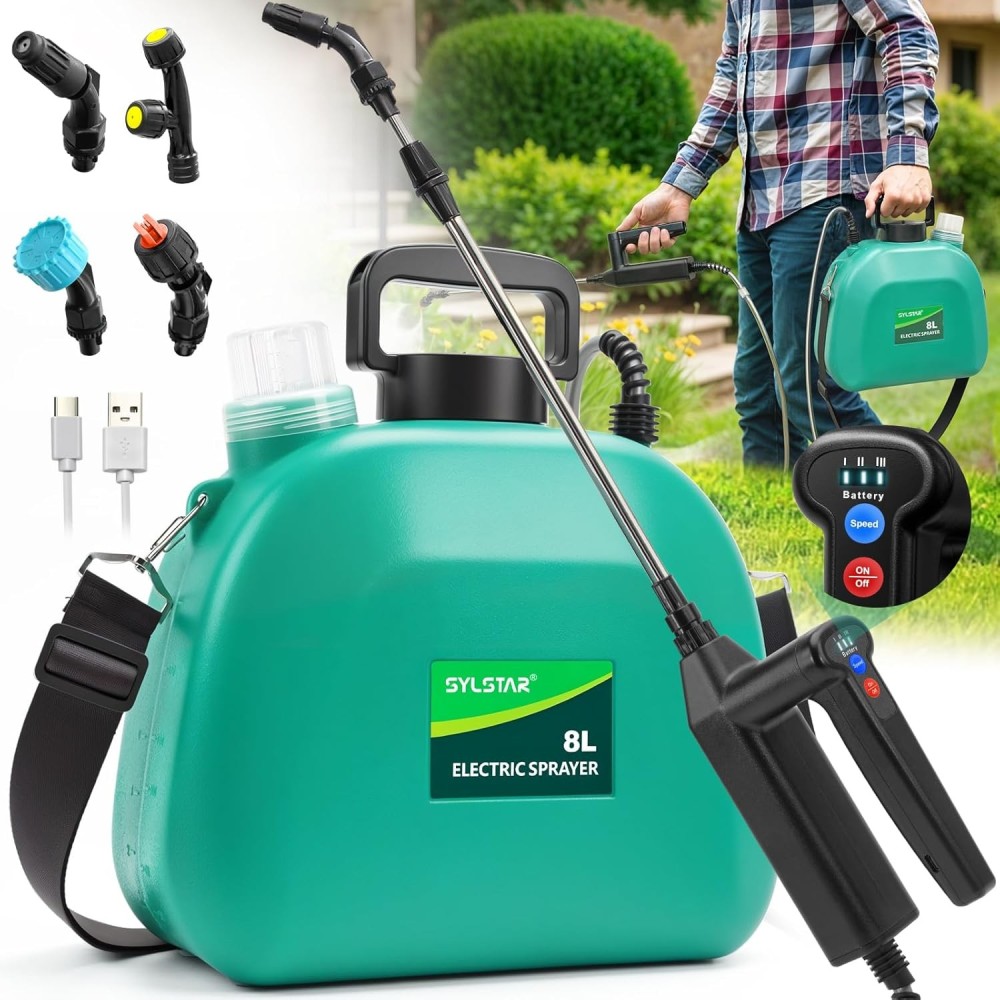 Used Electric sprayer for plants Sylstar 8L with 4 USB nozzles adjustable