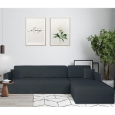 Couvercle d'occasion sur le coin de coin canapé Ystyle l Flexible antidérapant 3 + 3 OS. gris