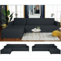 Copertura usata sul divano ad angolo YStyle L flessibile antiscivolo 3 + 3 operativo. grigio