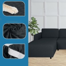 Brugt dæksel på hjørne sofa ysyle l fleksibel skridsikre 3 + 3 OS. grå