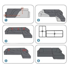 Copertura usata sul divano ad angolo YStyle L flessibile antiscivolo 3 + 3 operativo. grigio
