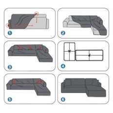 Används lock på hörnet soffa YSTYLE L Flexibel Non-Slip 3 + 3 OS. grå