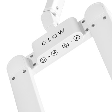 Glow L04 Tisch-Behandlungslampe Weiß — Detailaufnahme Bedienelemente