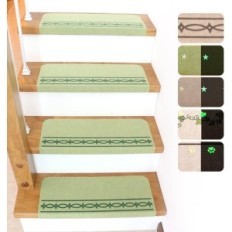 Mattor på trappor 7 st. Non-slip Green Fukuen 55x21cm