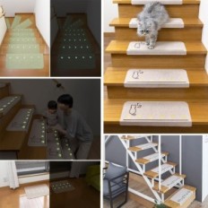 Rugs on stairs 7 pcs. Non-slip green Fukuen 55x21cm