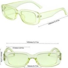 Lietota Retro Unisex saulesbrilles taisnstūra UV400 Qinqilanqi zaļš