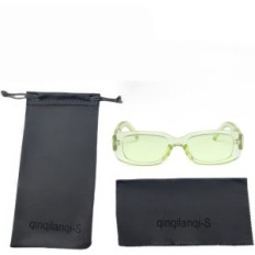Lietota Retro Unisex saulesbrilles taisnstūra UV400 Qinqilanqi zaļš