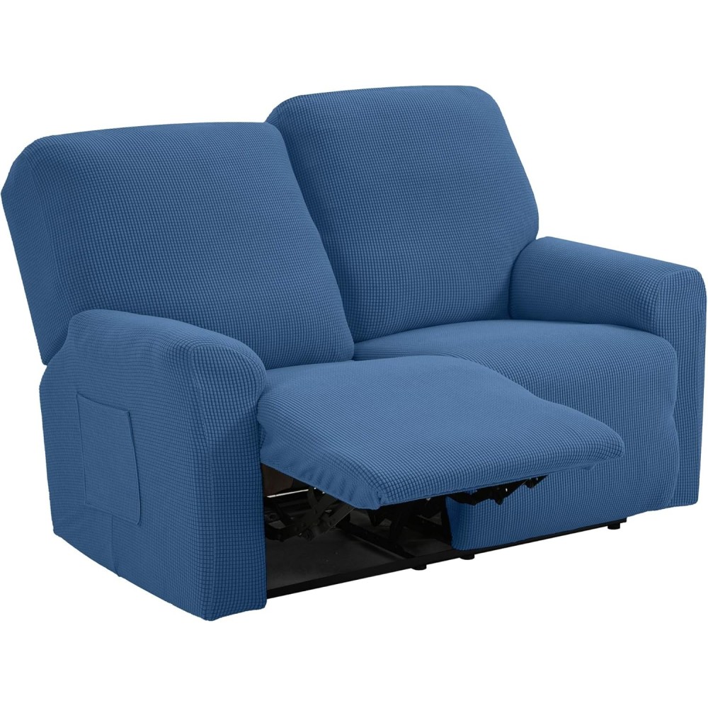 Pokrowiec na fotel 2-osobowy elastyczny na sofę TIANSHU TS0051-11UK denim niebieski