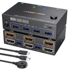 KVM διακόπτης 2 PC 2 οθόνες HDMI 4K @ 60Hz 2K @ 120Hz από EDID και USB 3.0