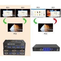 KVM Lüliti 2 PC 2 HDMI monitorid 4K @ 60Hz 2K @ 120Hz alates EDID ja USB 3.0