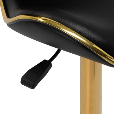 Sgabello cosmetico Gabbiano Q-4599G nero — primo piano dei comandi