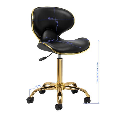 Tabouret cosmétique Gabbiano Q-4599G noir — vue latérale