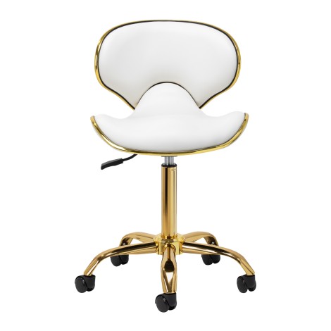 Taburete cosmético Gabbiano Q-4599G blanco — vista frontal