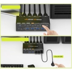 Switch KVM HDMI 8K / 60Hz 4K / 144Hz AOOCOO KVM8401BA 4XUSB 3.0